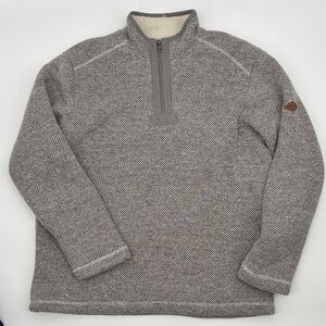 Orvis Sweater Men's Large Gray Quarter-Zip Brighton Fleece Sherpa Lined Pullover